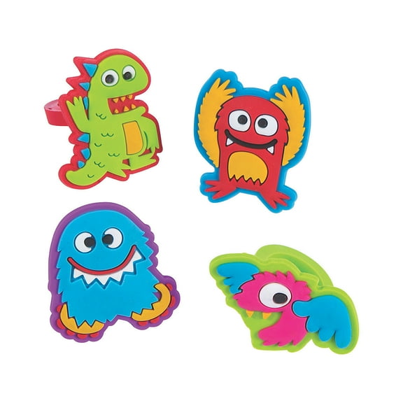 Cute Monster Rubber Rings - Jewelry - 12 Pieces
