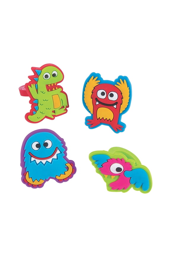 Cute Monster Rubber Rings - Jewelry - 12 Pieces