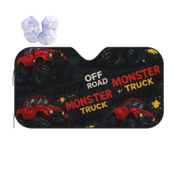 Cute Monster Trucks Car Windshield Sun Shade Universal Fit Auto Sun Visor Protector