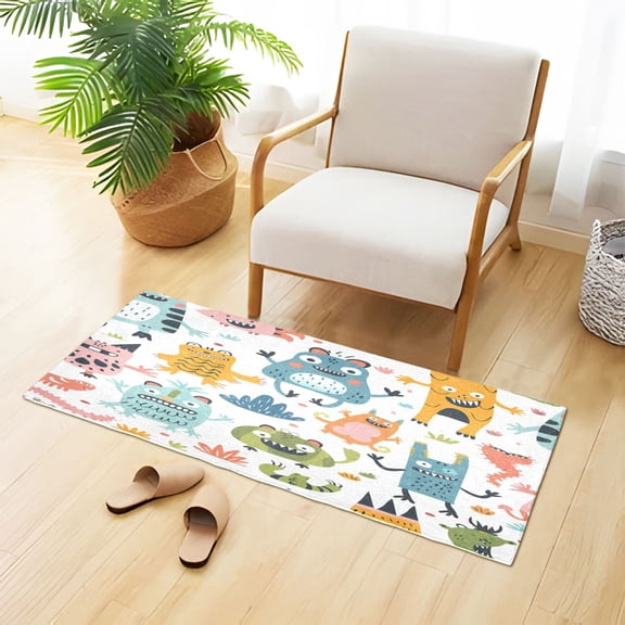 Cute Monsters Grass Plush Carpet Non Slip Runner Rug Absorbent Bath Mat 39" x 20"