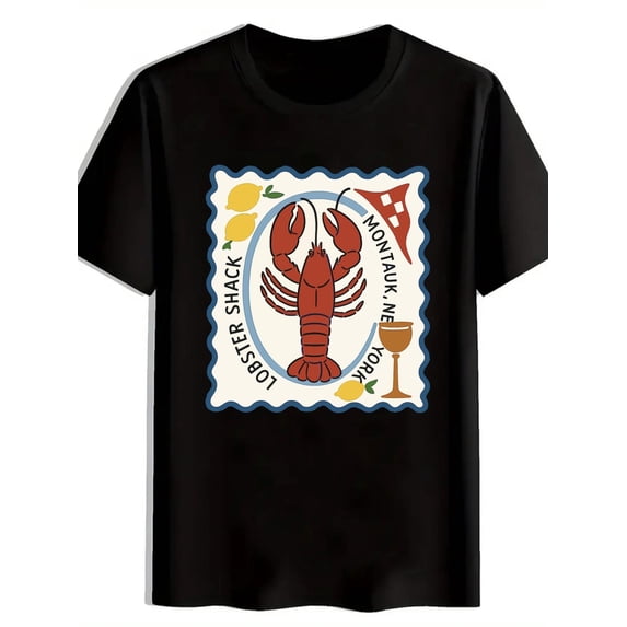 Cute Montauk New York Lobster Shack Graphic T-Shirt, Coastal Seafood ...