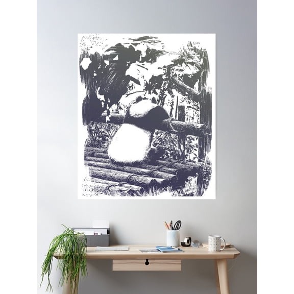 Cute Moody Panda Poster Wall Art, Modern Wall Decor For Living Room Bedroom, 8x12 UNFRAMED