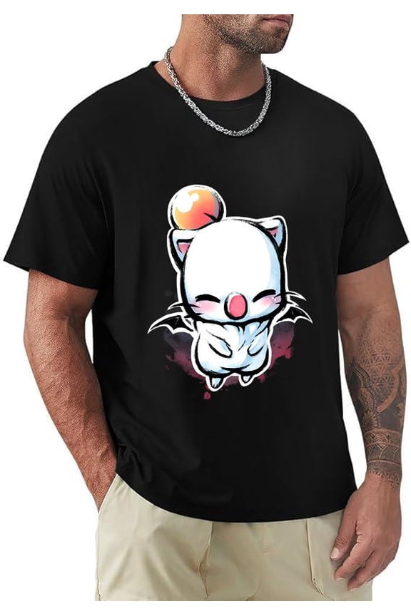 Cute Moogle Gamer Fantasy Creature Kupo Inspired Video Game RPG Unisex T-Shirt, for men & women, up to size 5XL.