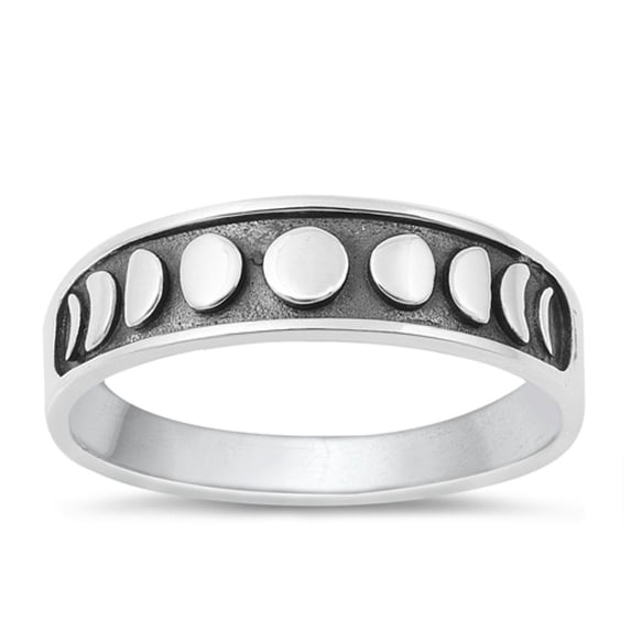 Cute Moon Phases Ring .925 Sterling Silver Oxidized Band Jewelry Female Male Unisex Size 9