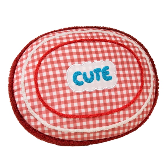 Cute Moon Star Heart Plush Throw Pillow - Soft Decorative Cushion with Red Accents & Gingham Details for Couch Sofa Bed, Ideal Birthday Gift for Home Decor Lovers