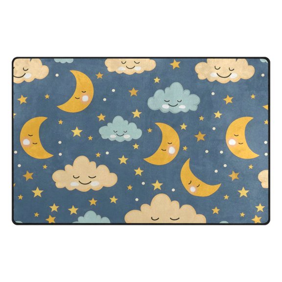 Cute Moon and Cloud Memory Foam Area Rug 31"x20" Non Slip, Absorbent, Fade Proof for Living Room, Bedroom, Office