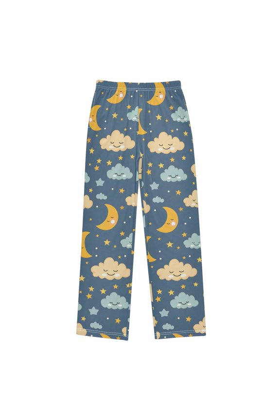 Cute Moon and Cloud Pajama Pants Soft Lightweight Lounge Pants Bottoms Sleep Pants Warm Comfy