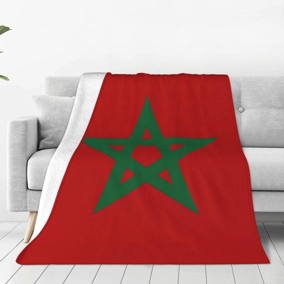 Cute Morocco Flag Throw Blanket for Women Men Warm Soft Fleece Blankets and Throws for Couch,Bed,Sofa 50"x 40"