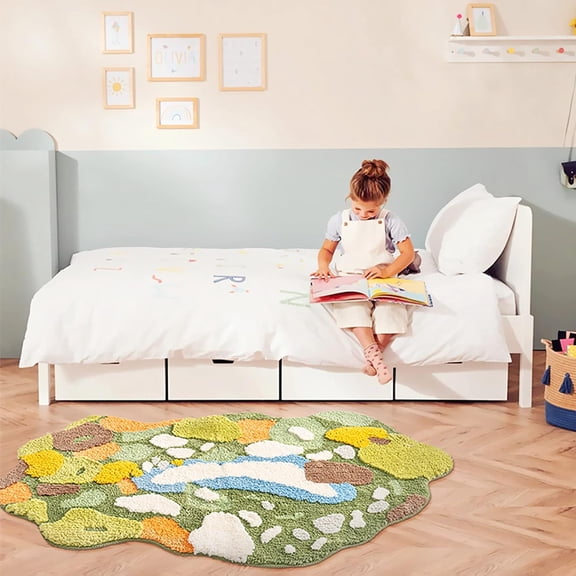 Cute Moss Rug for Living Room Colorful Moss Home Decor Non Slip Washable Area Rugs for Bedroom Bathroom Laundry Room Playroom 47.2''x31.5''