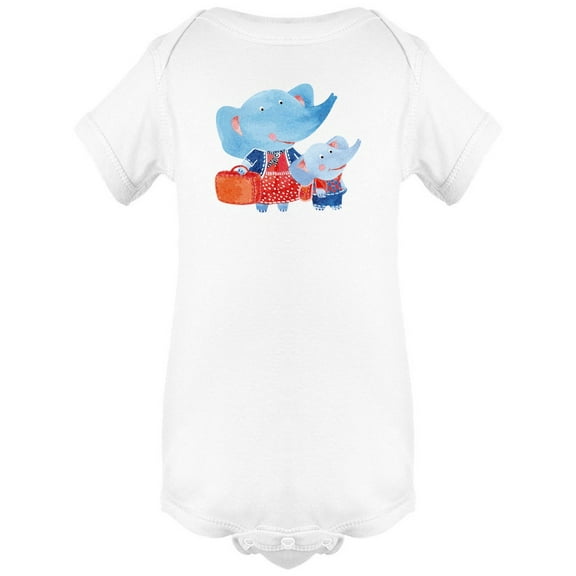 Cute Mother And Baby Elephant Bodysuit Infant -Image by Shutterstock,  Newborn