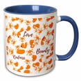 thumbnail image 1 of 3drose, Cute Mother Fox and a Kid Pattern. Text Love, Beauty, Kindness, 15oz Two-tone Blue Mug, 1 of 6