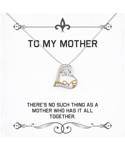 Cute Mother Love Dancing Necklace, There's No Such Thing As A Mother Who Has It All, Cool Jewelry For Mom From Daughter, Affordable mother gifts, Budget mother gifts, Inexpensive mother gifts, Cheap