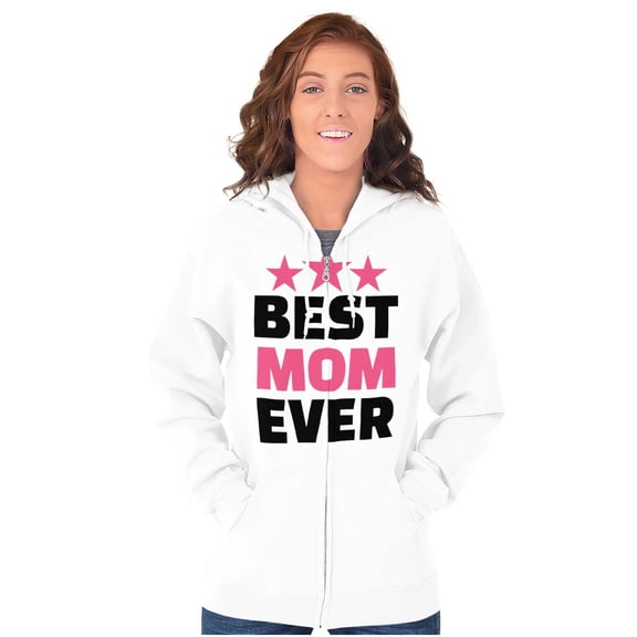 Cute Mothers Day Best Mom Ever Mommy Womens Plus Size Graphic Zipper Hoodie Brisco Brands 2X