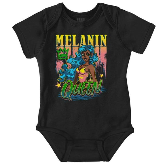 Cute Motivational Melanin Queen Bodysuit Jumper Girls Infant Baby Brisco Brands 12M