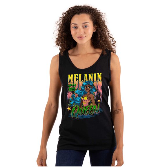 Cute Motivational Melanin Queen Womens Plus Size Graphic Tank Top Brisco Brands 3X