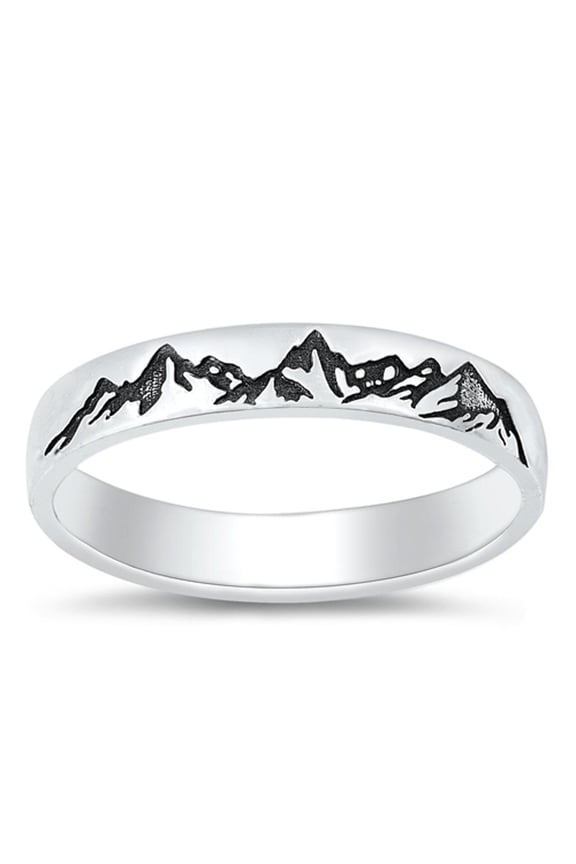 Cute Mountain Range Nature Ring .925 Sterling Silver Band Jewelry Female Male Unisex Size 8