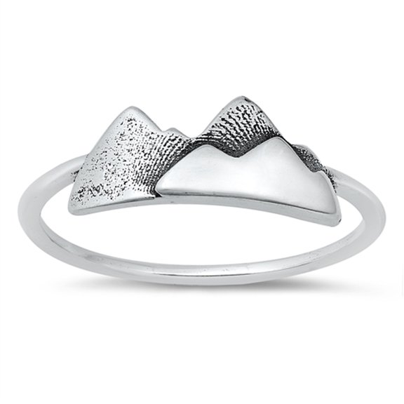 Cute Mountain Range Travel Hiking Ring .925 Sterling Silver Band Jewelry Female Male Unisex Size 4