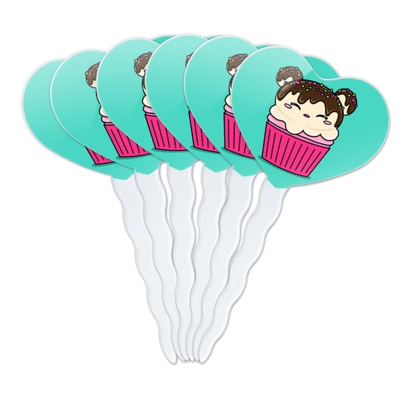 Cute Mouse Bear Ice Cream Cupcake with Sprinkles Heart Love Cupcake Picks Toppers Decoration Set of 6