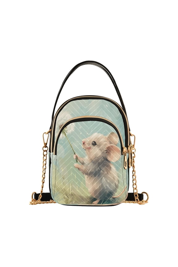 Cute Mouse Dandelion Women Quilting Handbags Shoulder Bag Cross Body Bag with Crossbody Strap Hobo Bags Chain Strap
