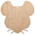 thumbnail image 1 of Cute Mouse Face Wood Holiday Christmas Tree Ornament Unfinished DIY Pre-Drilled Craft, 1 of 7