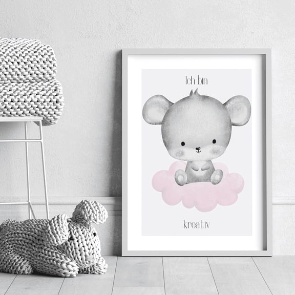 Cute Mouse Inspirational Nursery Wall Decor Unframed Paper Print