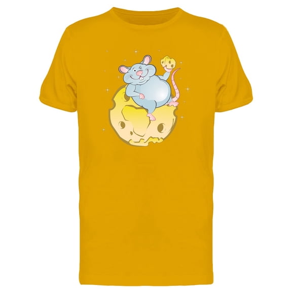 Cute Mouse On A Cheese Moon T-Shirt Men -Image by Shutterstock, Male Medium