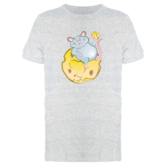 Cute Mouse On A Cheese Moon T-Shirt Men -Image by Shutterstock, Male Medium