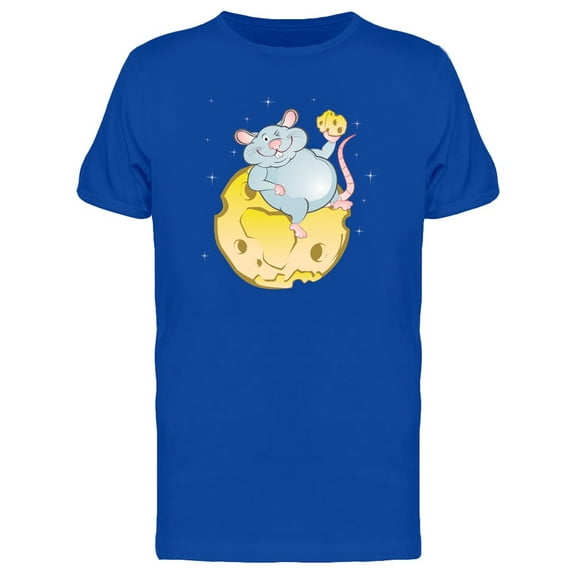 Cute Mouse On A Cheese Moon T-Shirt Men -Image by Shutterstock, Male XX-Large