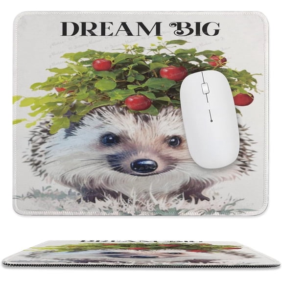 Cute Mouse Pad - Studio Series, Computer Mouse Mat with Anti-Slip Rubber Base, Easy Gliding, Spill-Resistant Surface, Inspirational Quotes, Hedgehog Woodland Nursery 10x12 Inch
