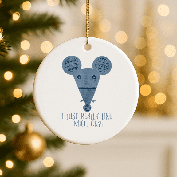 Cute Mouse Pet Rodent Animal Mice Gift & 2D FLAT Ceramic Ornament