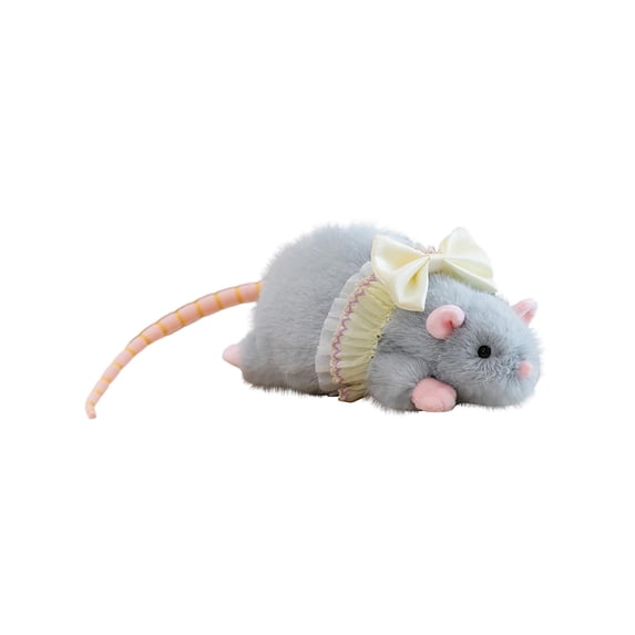 Cute Mouse Plush Toy, Soft Stuffed Animal Doll - Soft Filling, Yellow Bow & Frilly Dress, Fluffy Plush Texture - Kids Birthday Gift, Home Bedroom Decoration, Playtime Companion for Children