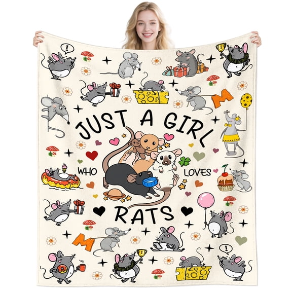 Cute Mouse Rat Blanket Gifts for Women Rat Lovers Adults,Flannel Rats Blankets and Throws for Birthday Christmas Gifts 50"x40"
