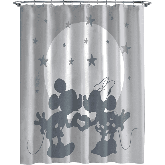 Cute Mouse Shower Curtain, 70" X 72" 100% Microfiber, Grey