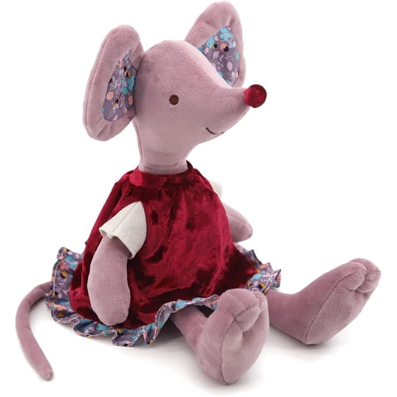 Cute Mouse Stuffed Animal Doll, 20CM Soft Plush Rat Toy with Velvet Floral Dress, Decorative Plush Figure for Kids Play & Holiday Gift