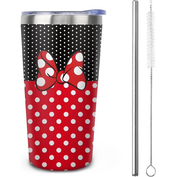 Cute Mouse Tumbler With Straw and Lid, Stainless Steel 10oz Insulated Coffee Travel Mug, Cartoon Mouse Gifts Cups for Women and Girls