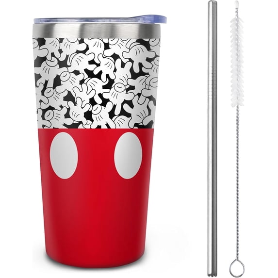 Cute Mouse Tumbler With Straw and Lid, Stainless Steel 10oz Insulated Coffee Travel Mug, Cartoon Mouse Gifts Cups for Women and Girls