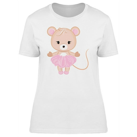 Cute Mouse With Dress Cartoon T-Shirt Women -Image by Shutterstock, Female x-Large