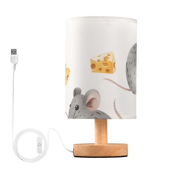 Cute Mouses with Cheese Table Lamp with USB Port LED Warm Light Lamp Night Light Home Decor