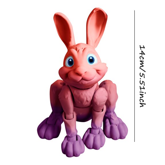 Cute Movable 3D Printed Rabbit Model Ornament Gradient Color Decoration for Shelves Creative Articulated Bunny Figure Modern Home Office Accent Piece H