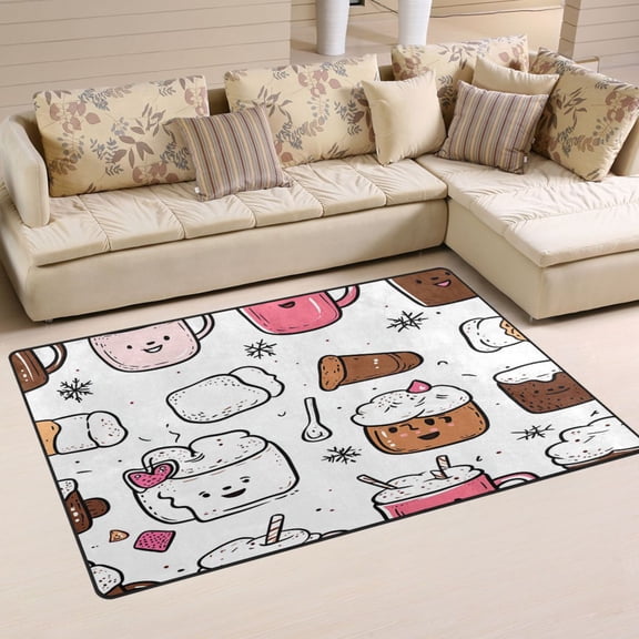 Cute Mugs Cakes Soft Polyester Area Rug 31''x20'', Non Slip, Memory Foam, Water Absorbent