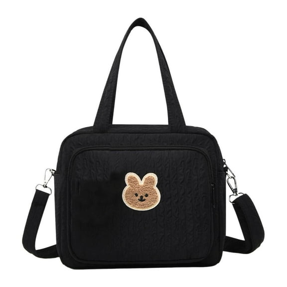 Cute Multi-Function Diaper Bag Tote - Stylish Nylon Crossbody with Insulated Bottle Pockets and Organization Features