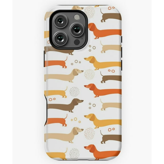 Cute Multicolored Dachshund Pattern Phone Case for iPhone 16 15 14 13 12 11 Pro Max