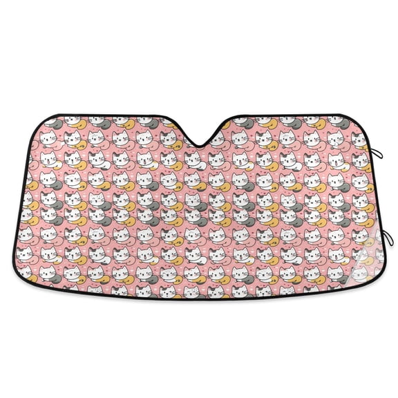 Cute Multiple Cats Car Windshield Sun Shade Foldable Car Front Window Visor Heat and UV Protection 53x23.5