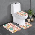 Cute Mushroom 3Piece Set Of Flannel Bath Mats, Highly Absorbent Toilet