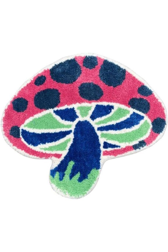 Cute Mushroom Bath Mat Blue Pink Mushroom Non-Slip Bath Rugsfor Bathroom Livingroom playingroom Machine Washable Door Carpet