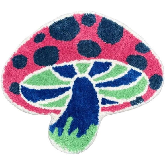 Cute Mushroom Bath Mat Blue Pink Mushroom Non-Slip Bath Rugsfor Bathroom Livingroom playingroom Machine Washable Door Carpet