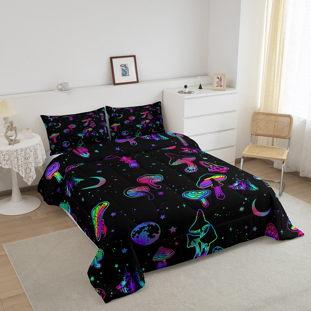 Cute Mushroom Comforter Set Cartoon Mushrooms Kids Bedding Sets for