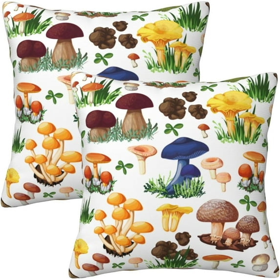 Cute Mushroom Gifts Pillow Covers 18x18 Set of 2, Throw Pillow Covers Outdoor Decorative Pillow Case for Couch Bed Sofa Cushion Home Decor