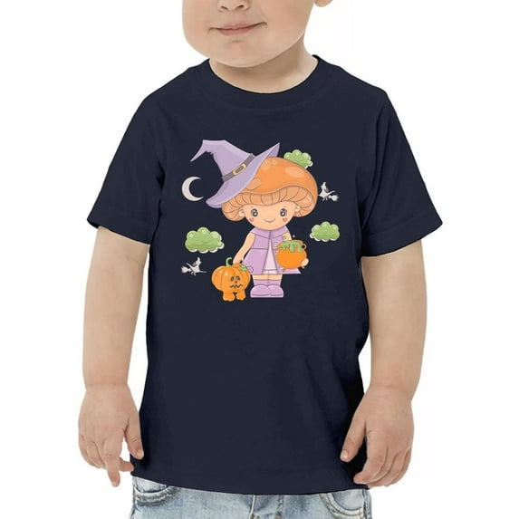 Cute Mushroom Girl And Pumpkin T-Shirt Toddler -Image by Shutterstock, 4 Toddler
