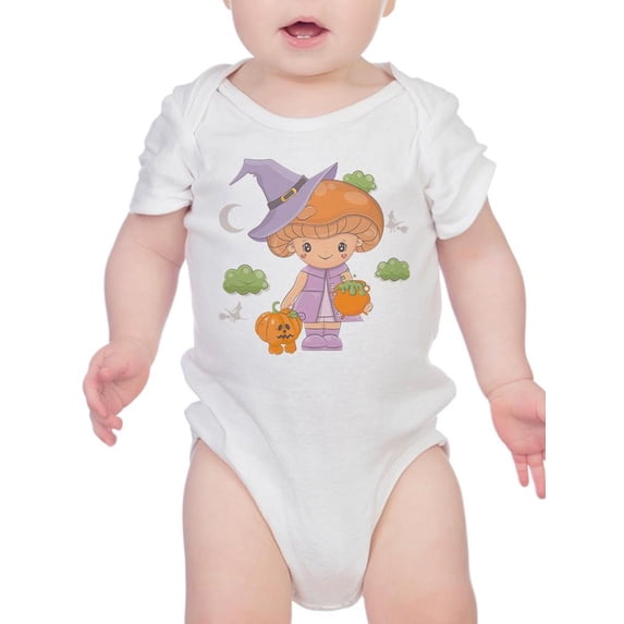Cute Mushroom Girl W Pumpkin. Bodysuit Infant -Image by Shutterstock, 24 Months